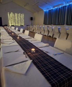 Village Hall dressed up ready for Burns Night