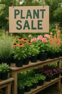 Table heaving under the weight of loads of plants